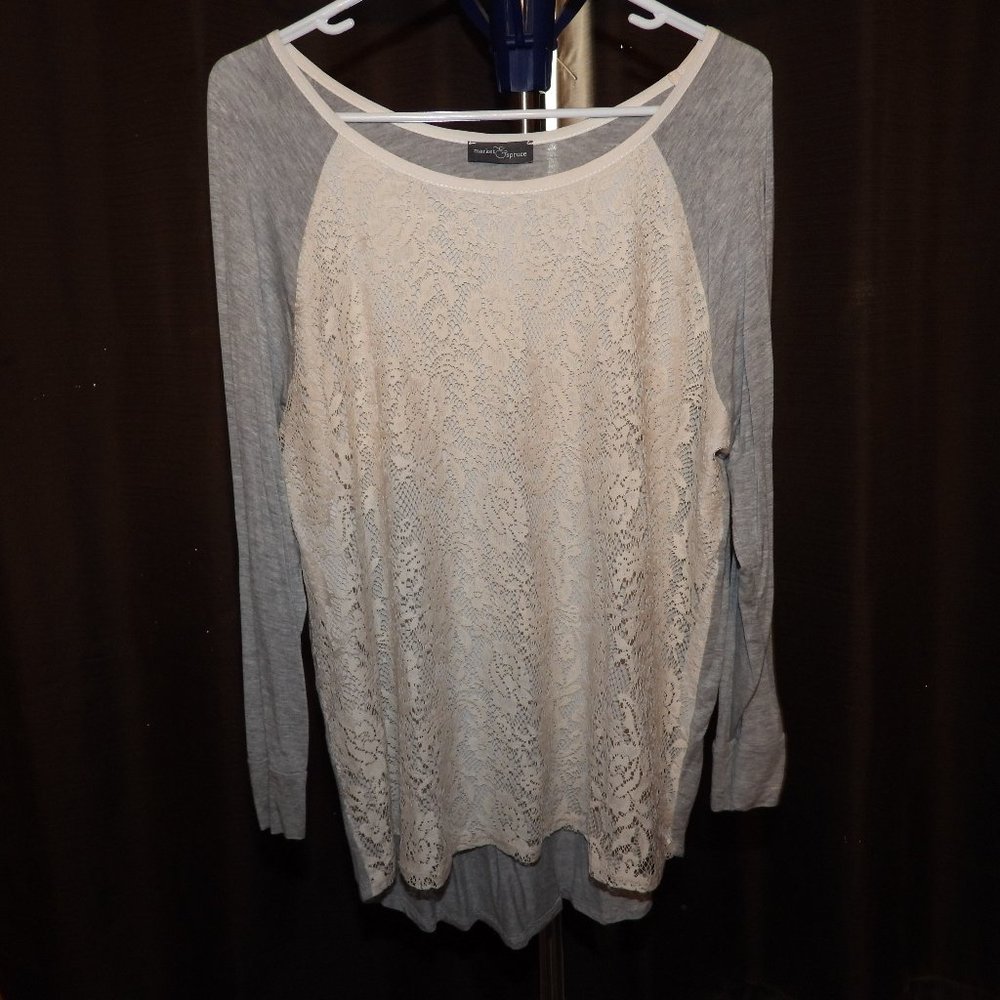 Market & Spruce Lace Front Blouse